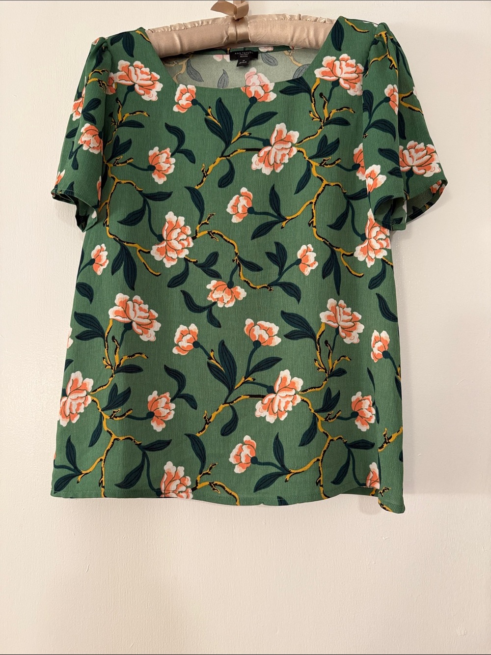 Ann Taylor Factory Women’s Green Floral Square-Neck